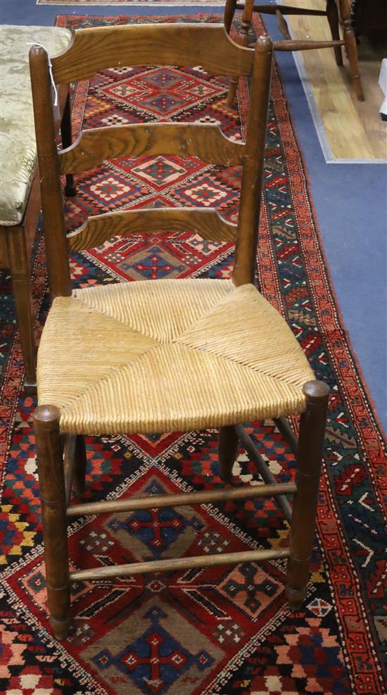 A set of nine French ash rush seat chairs